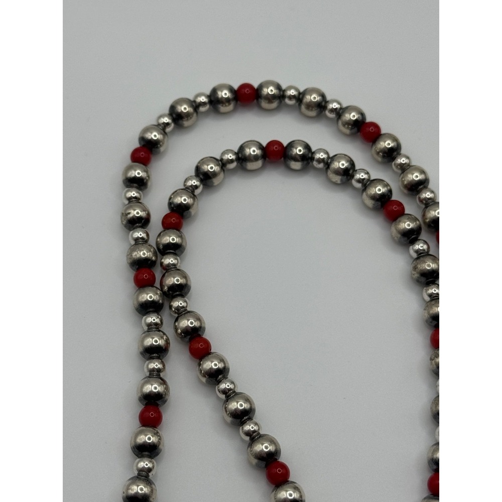 Carolyn Pollack American West Sterling Silver Red Coral Bead Beaded Necklace